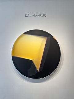 Charcoal Sojourn One: Contemporary circular abstract plexiglass wall sculpture