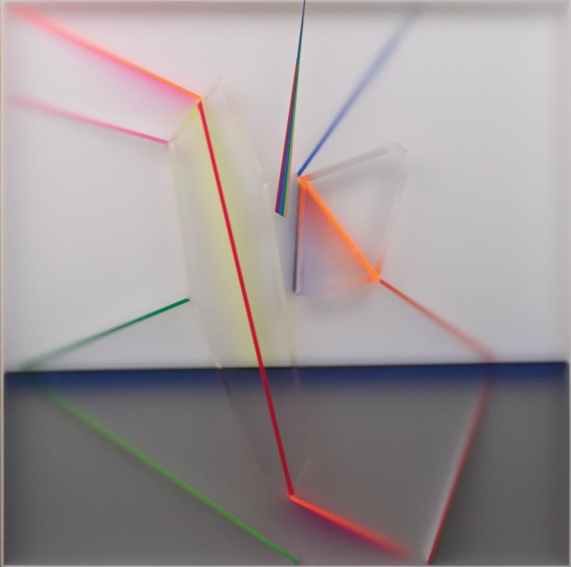 Future Summary Twenty-Two: Contemporary abstract plexiglass wall sculpture - Mixed Media Art by Kal Mansur