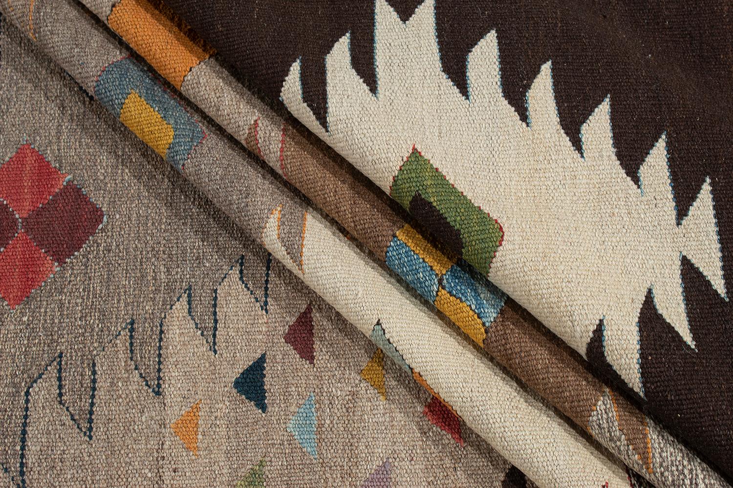 Kalach Scandinavian and Navajo Style Multicolor Flatweave Wool Rug For Sale 4