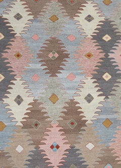 Kalach Scandinavian and Southwestern Style Multicolor Flatweave Wool Rug