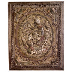 Kalaga Burmese tapestry – dancers and parrots – mid 20th - Burma Myanmar Asia