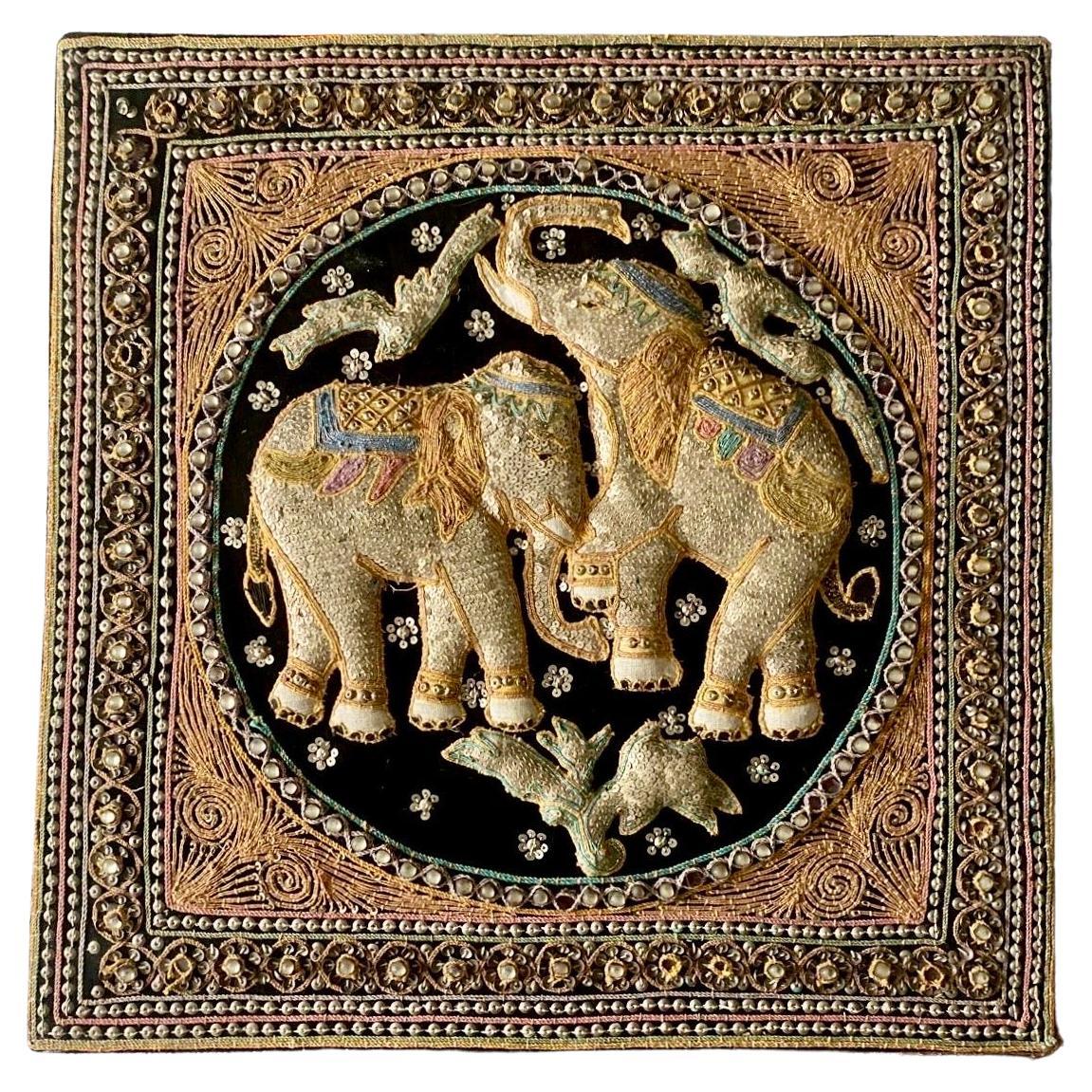 Arazzo birmano Kalaga - Elefanti  - Birmania Myanmar Asia