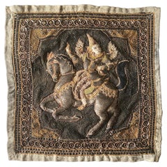 Kalaga Burmese tapestry - Rider on his Horse - 19th - Burma Myanmar Asia