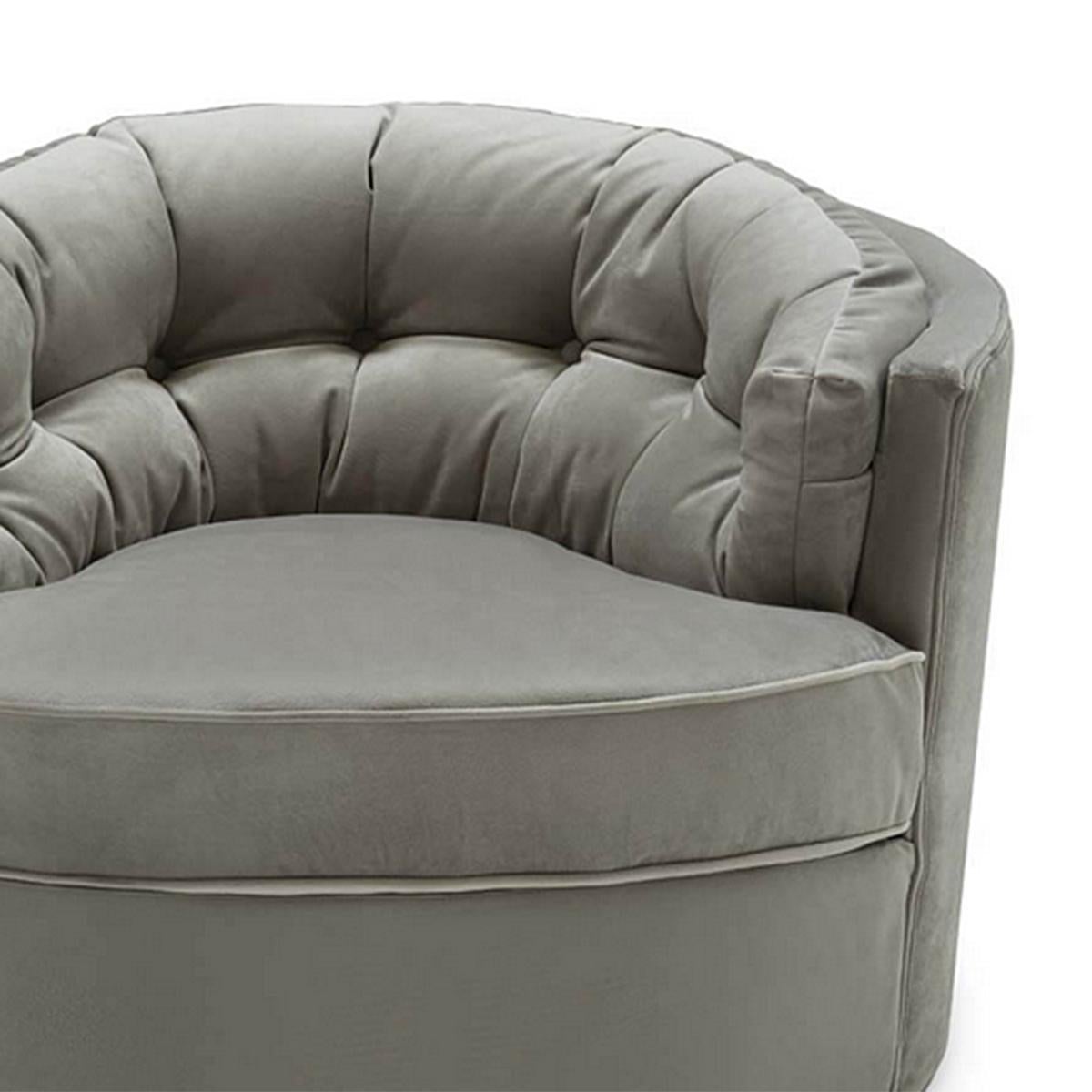 Velvet Kalaha Grey Armchair For Sale