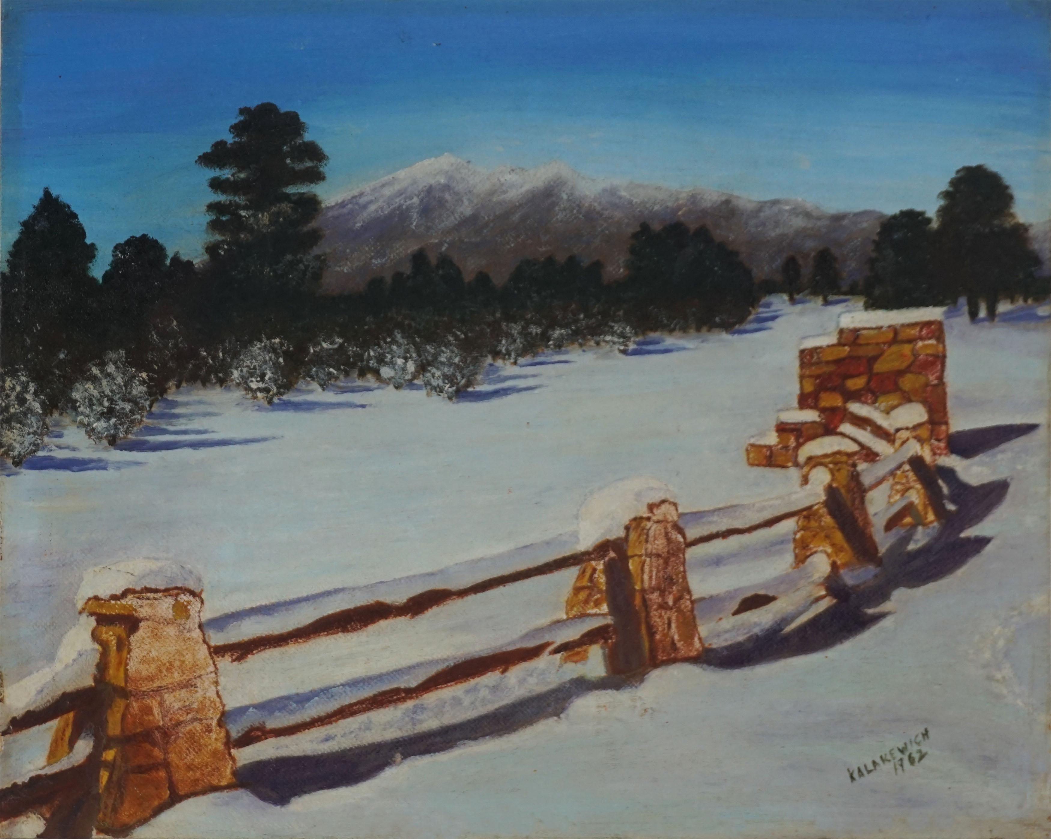 Mid Century Oil Painting, South Lake Tahoe in Winter