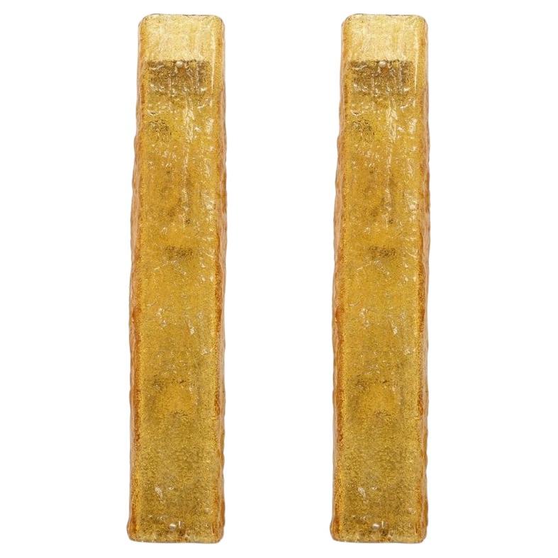 Scandinavian Modern Amber Glass Sconces by J.T. Kalmar, Germany, 1960s For Sale