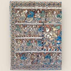 Antique Large Indian Kalamkari Temple Painting Hindu Story Textile Wall Art (2)