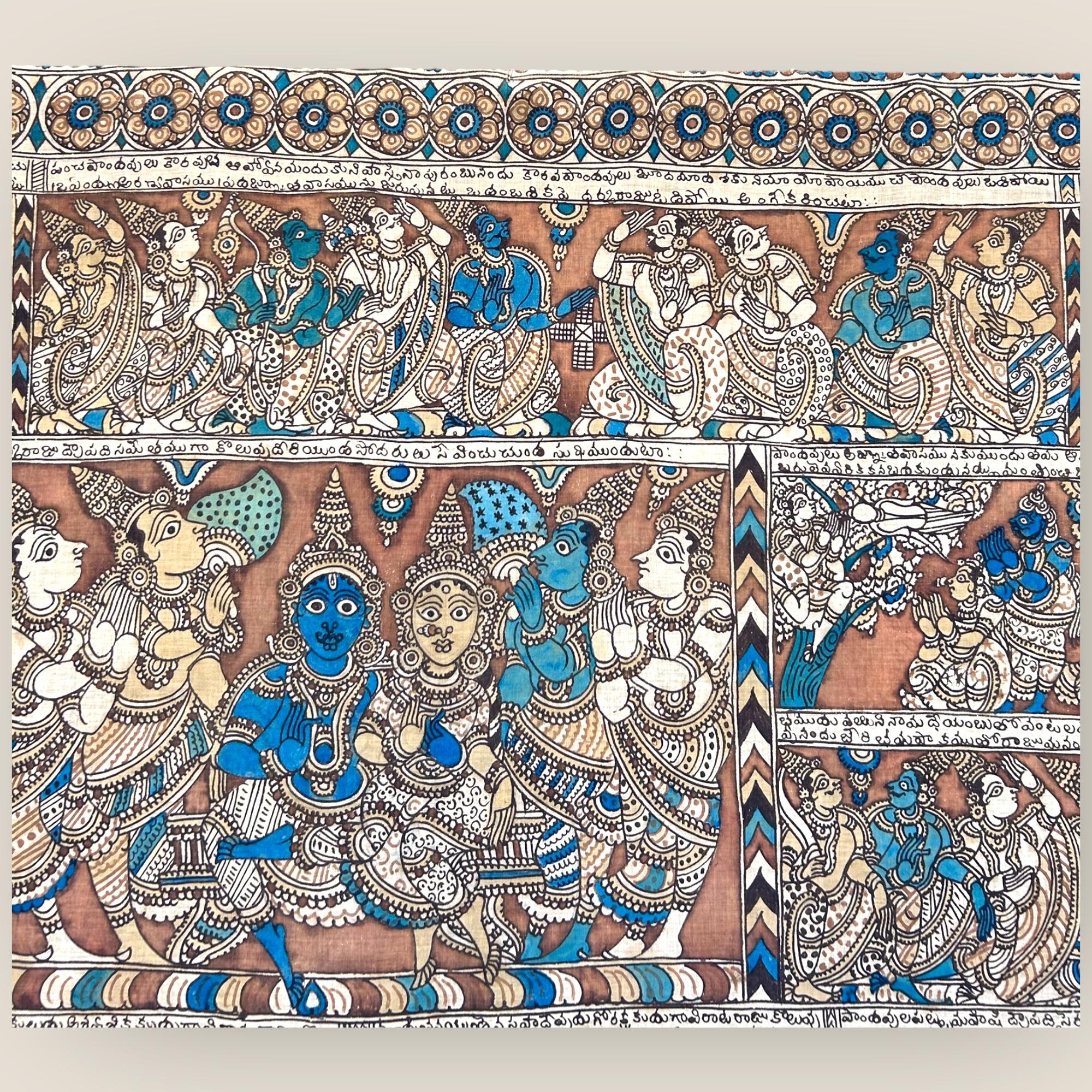 Pintura de Templo Kalamkari del Sur de la India (2) en Bueno estado para la venta en King's Lynn, GB