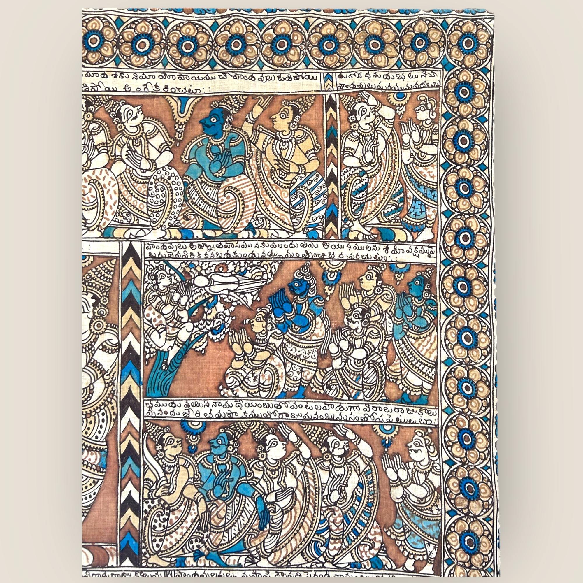 Pintura de Templo Kalamkari del Sur de la India (2) siglo XX en venta