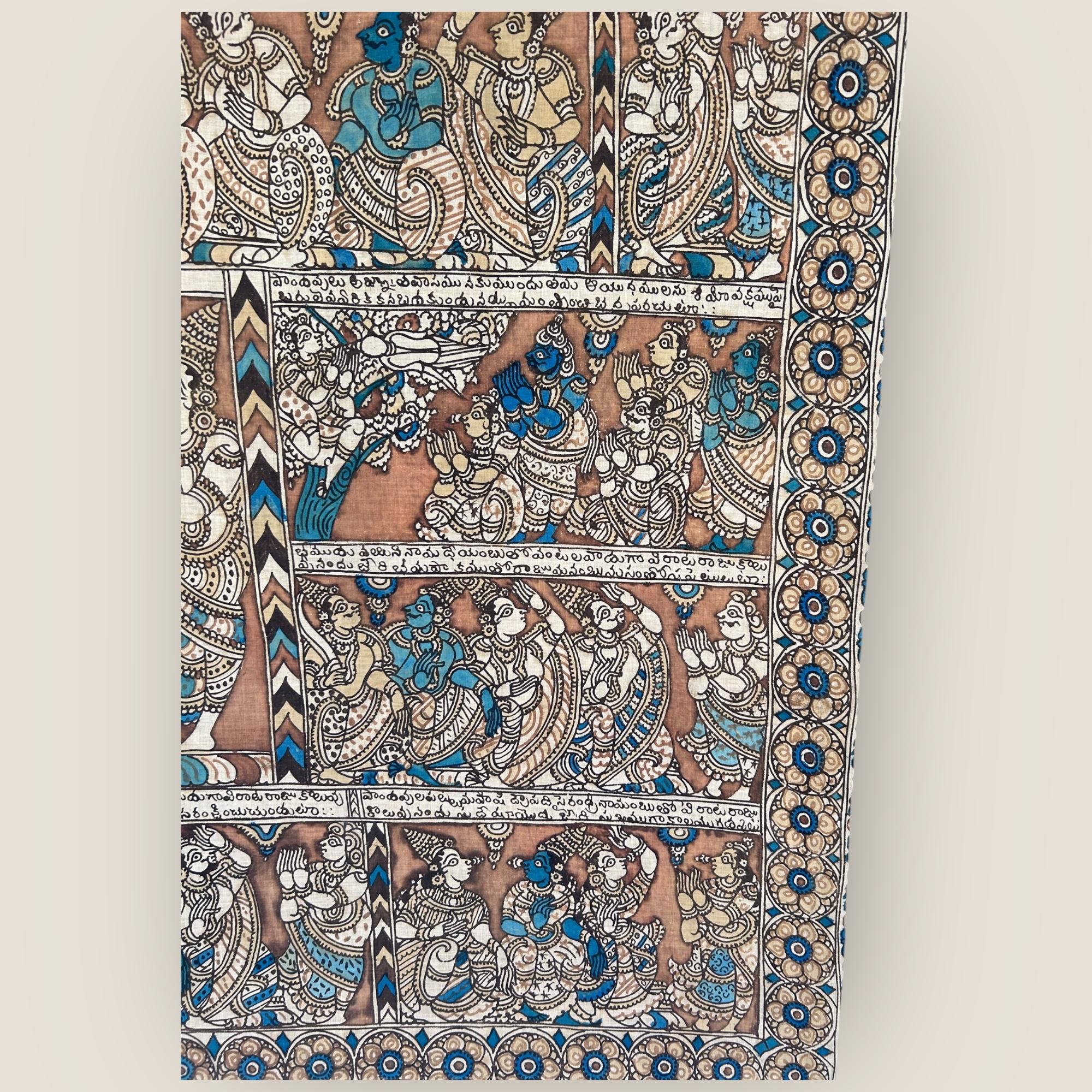Pintura de Templo Kalamkari del Sur de la India (2) en venta 1
