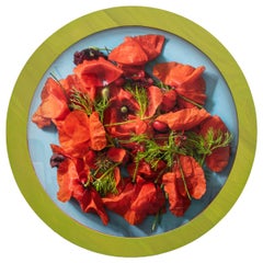 A Study of Poppies(1/3), Contemporary Floral Photography, Round Frame