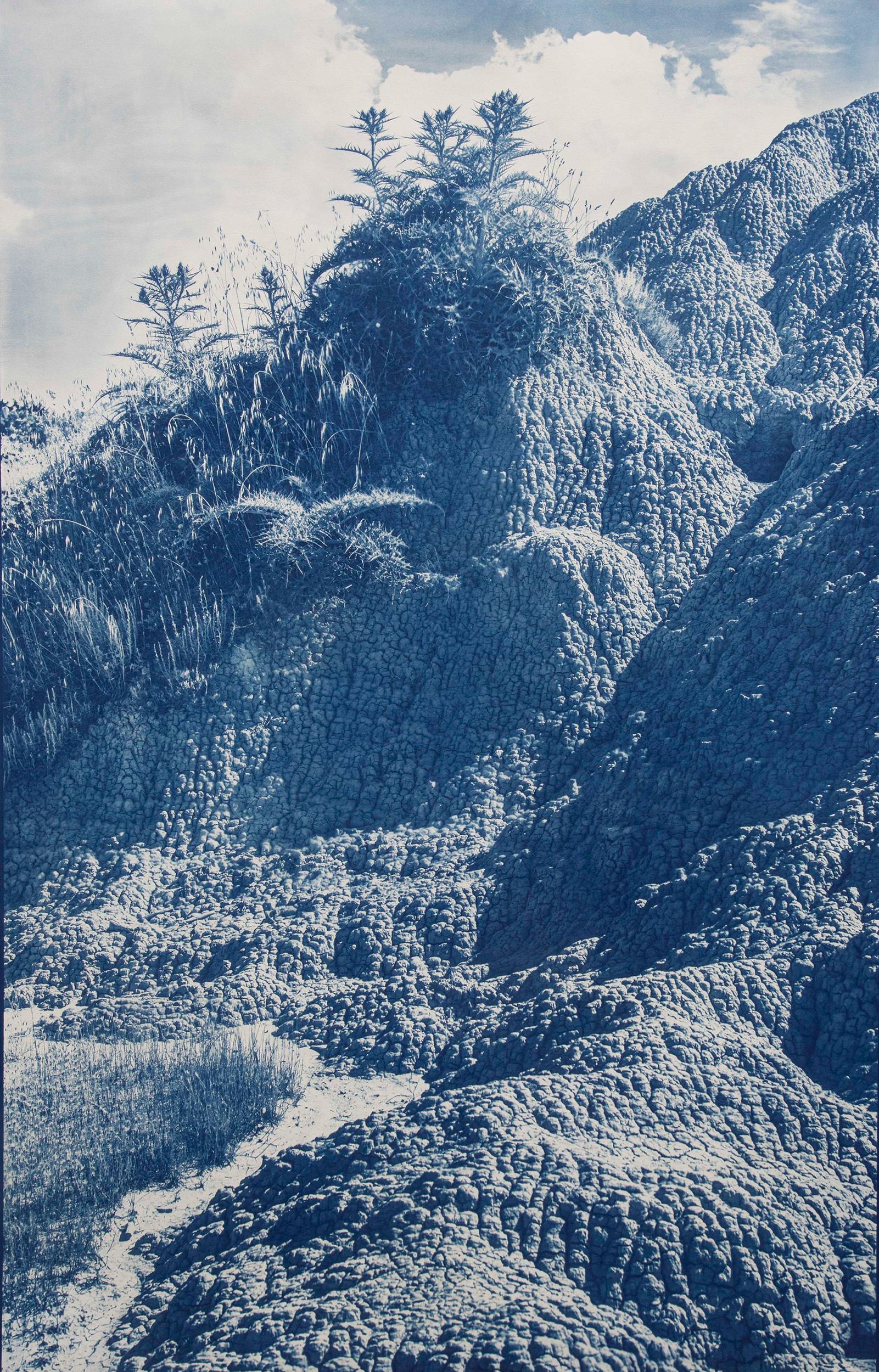 Kalee Appleton (American) Landscape Photograph - Clay Hill II, Contemporary Landscape Cyanotype, Large Scale Framed