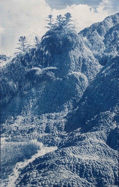Clay Hill II, Contemporary Landscape Cyanotype, Large Scale Framed