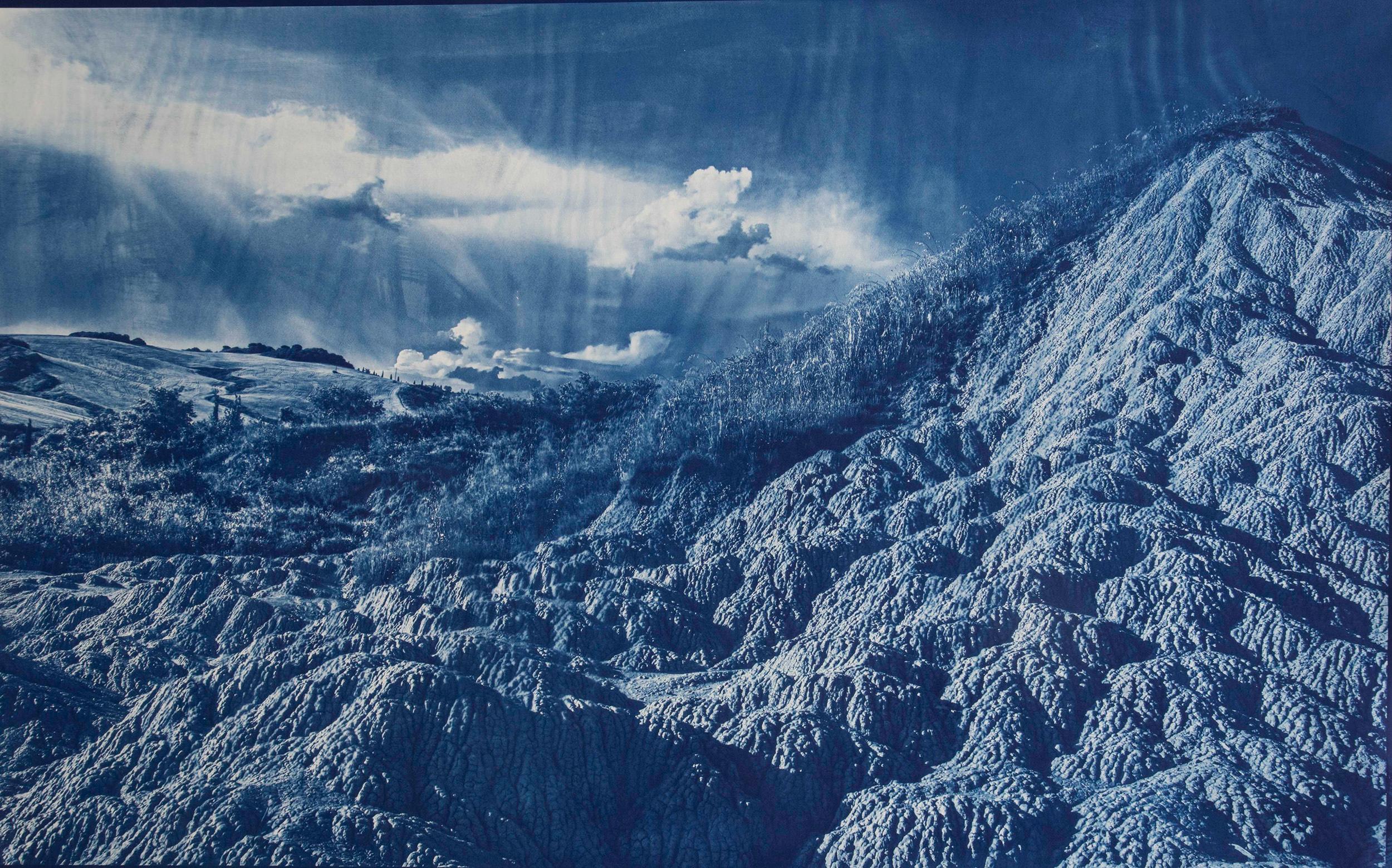 Kalee Appleton (American) Landscape Photograph - Clay Hill III, Contemporary Landscape Cyanotype, Large Scale Framed