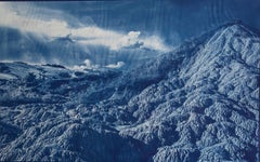 Clay Hill III, Contemporary Landscape Cyanotype, Large Scale Framed