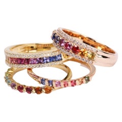 Kaleidoscope 'Build Your Rainbow' Colored Sapphire 18 Karat Gold Stacking Ring
