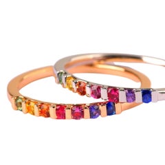 Kaleidoscope 'Build Your Rainbow' Colored Sapphire 18 Karat Gold Stacking Ring