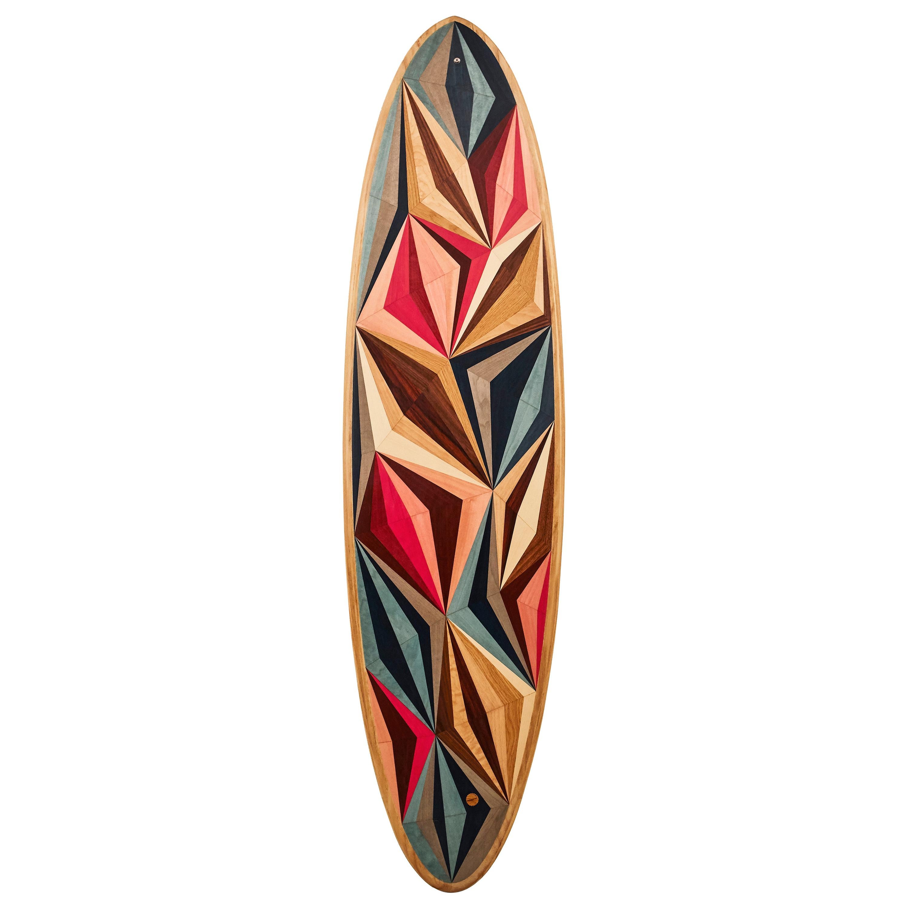 Planche de surf en marqueterie de bois personnalisée « Kaleidoscope », 7'2 "