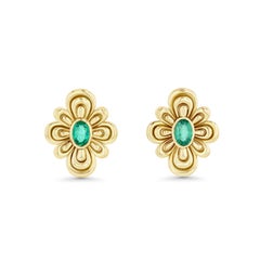 Kaleidoscope Flower Earrings in 18k Gold with Emeralds by Future Fortune Jewelry
