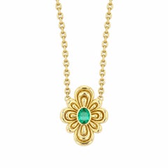 Kaleidoscope Flower Necklace in 18k Gold with Emerald by Future Fortune Jewelry