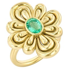 Kaleidoscope Flower Ring in 18k Gold with Emerald by Future Fortune Jewelry