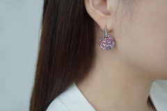 Kaleidoscope Multicolored Burma Spinel and Diamond Disc Dangle Earrings