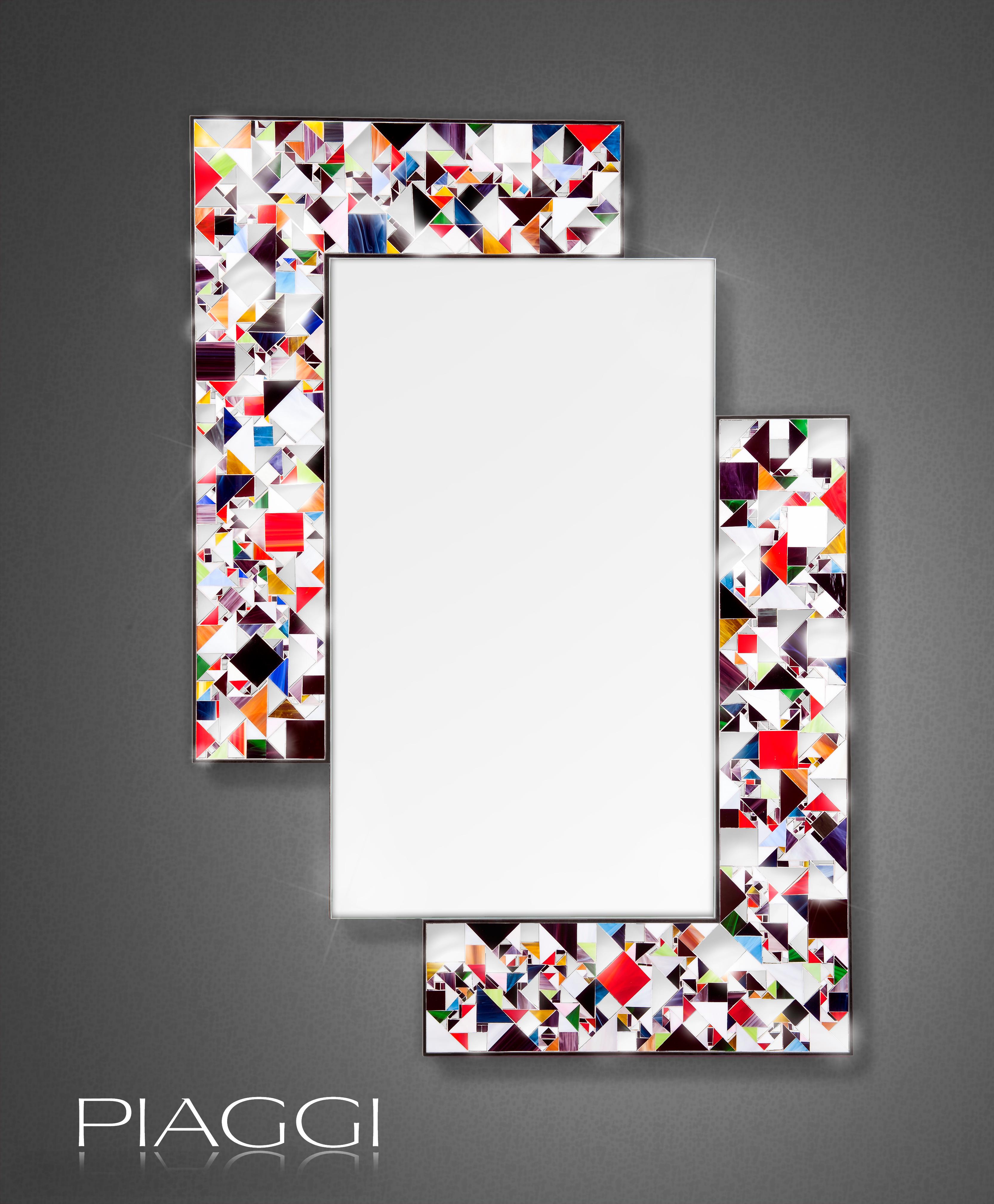 Moderne Miroir Kaleidoscope Piaggi en mosaïque de verre multicolore en vente
