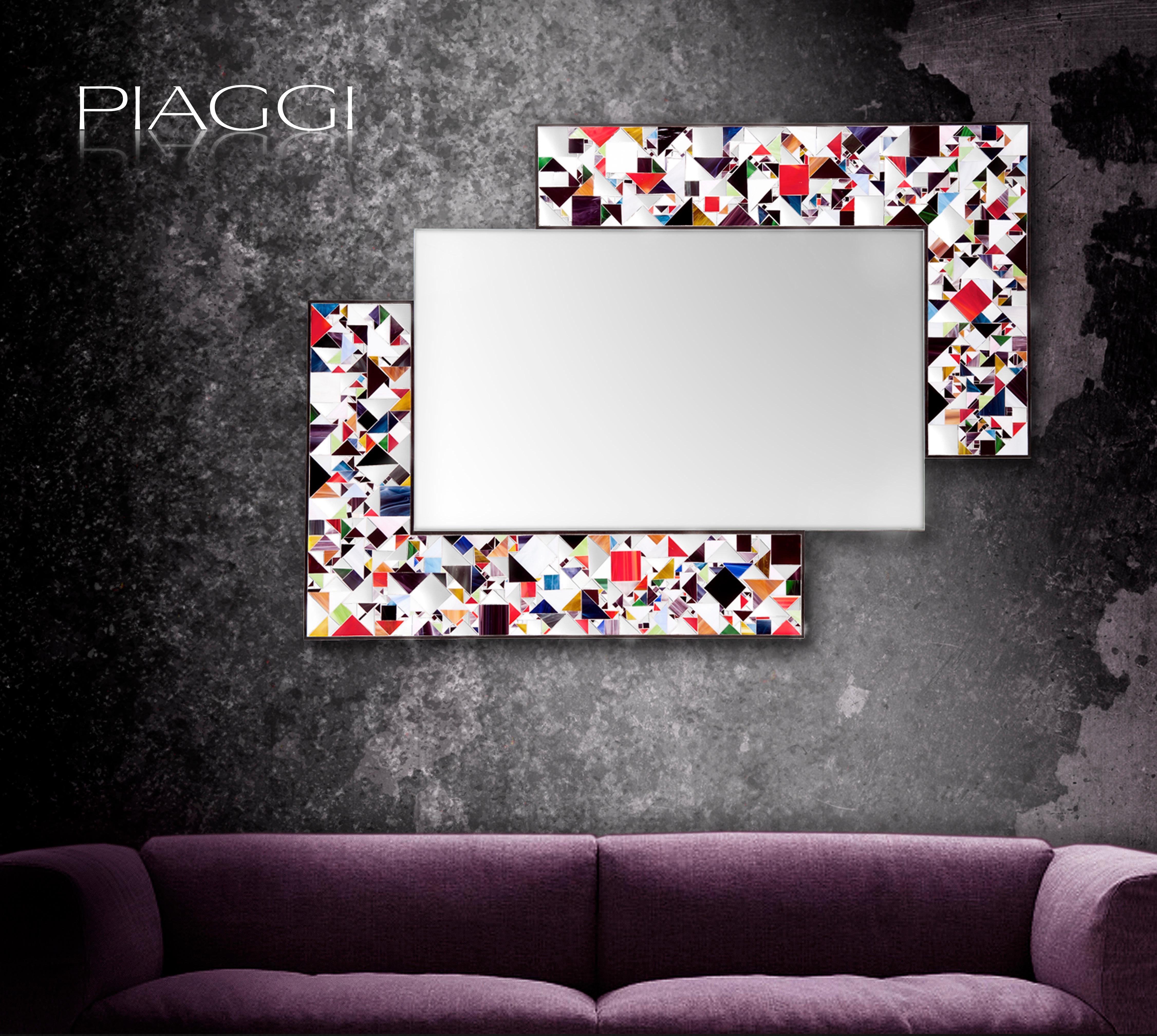 Britannique Miroir Kaleidoscope Piaggi en mosaïque de verre multicolore en vente