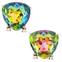 Retro Kaleidoscope Watermelon Triangle Crystal Earrings By Laguna, 1950s