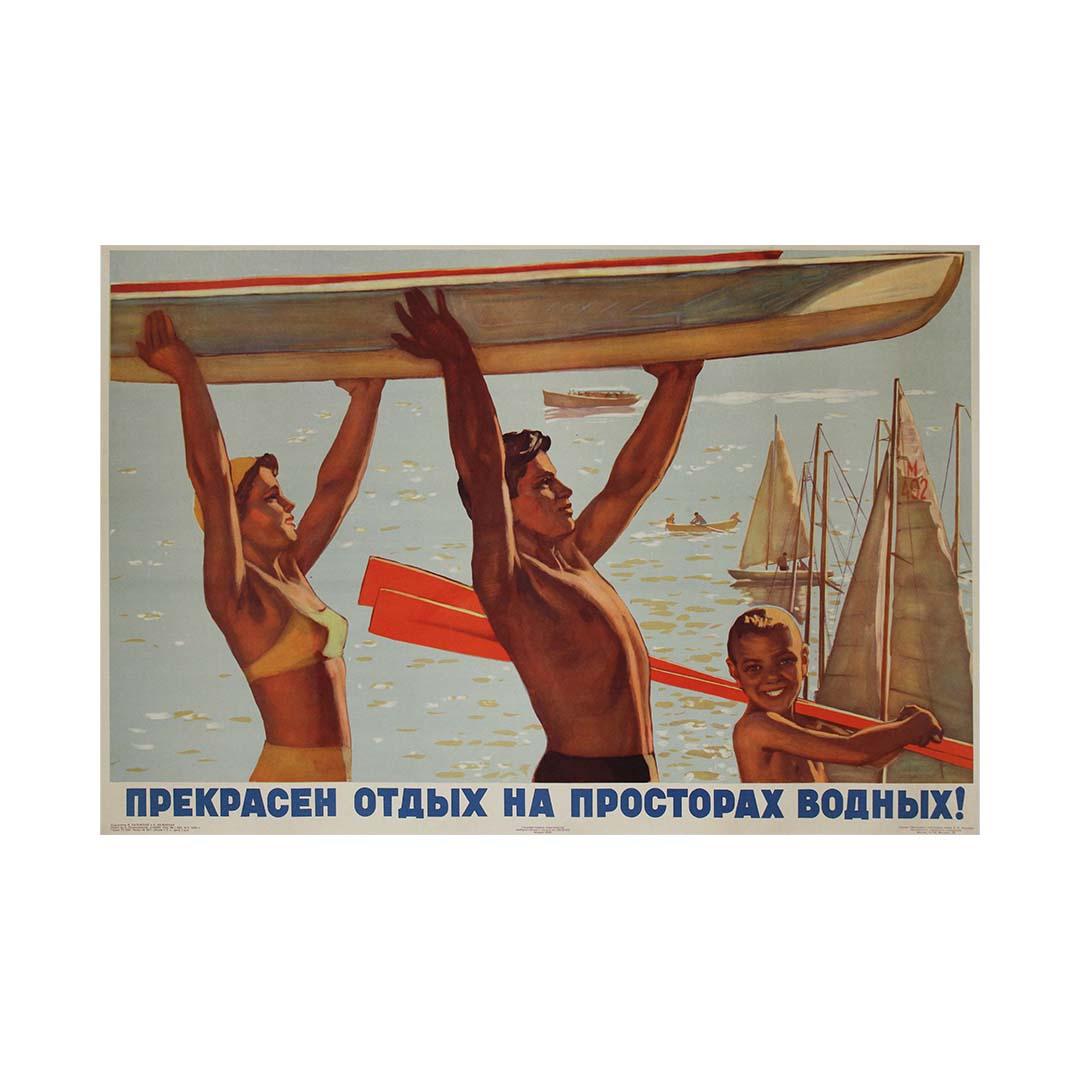 Original soviet propaganda poster from 1960 - Water activities For Sale 2