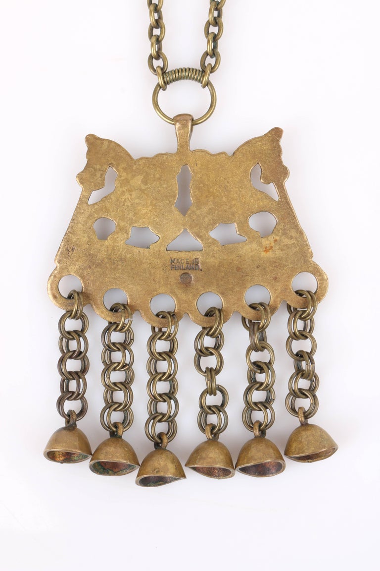 KALEVALA KORU c.1960s Bronze Nordic Viking Artifact Finnish Pendant Necklace For Sale at 1stDibs