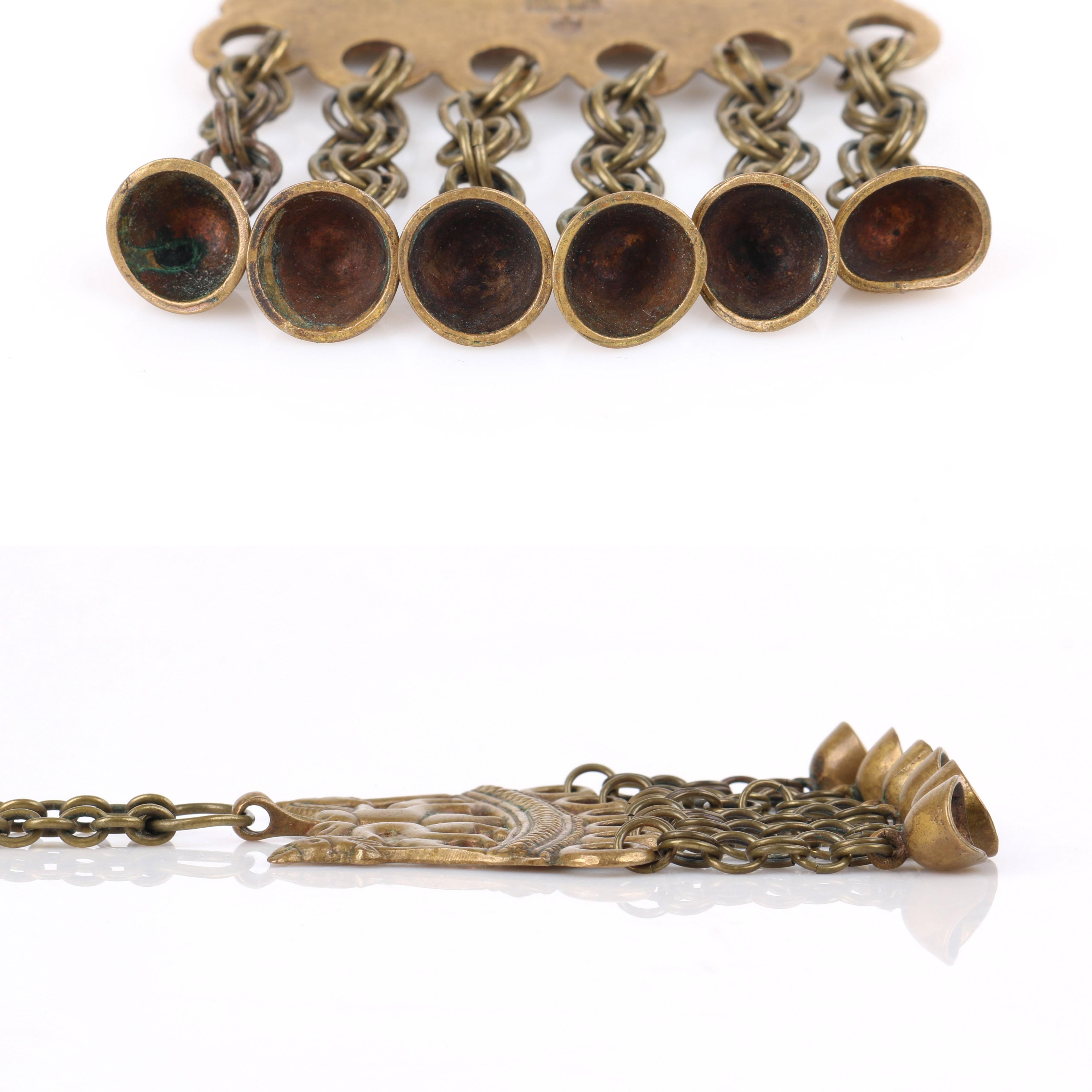 Women's KALEVALA KORU c.1960s Bronze Nordic Viking Artifact Finnish Pendant Necklace