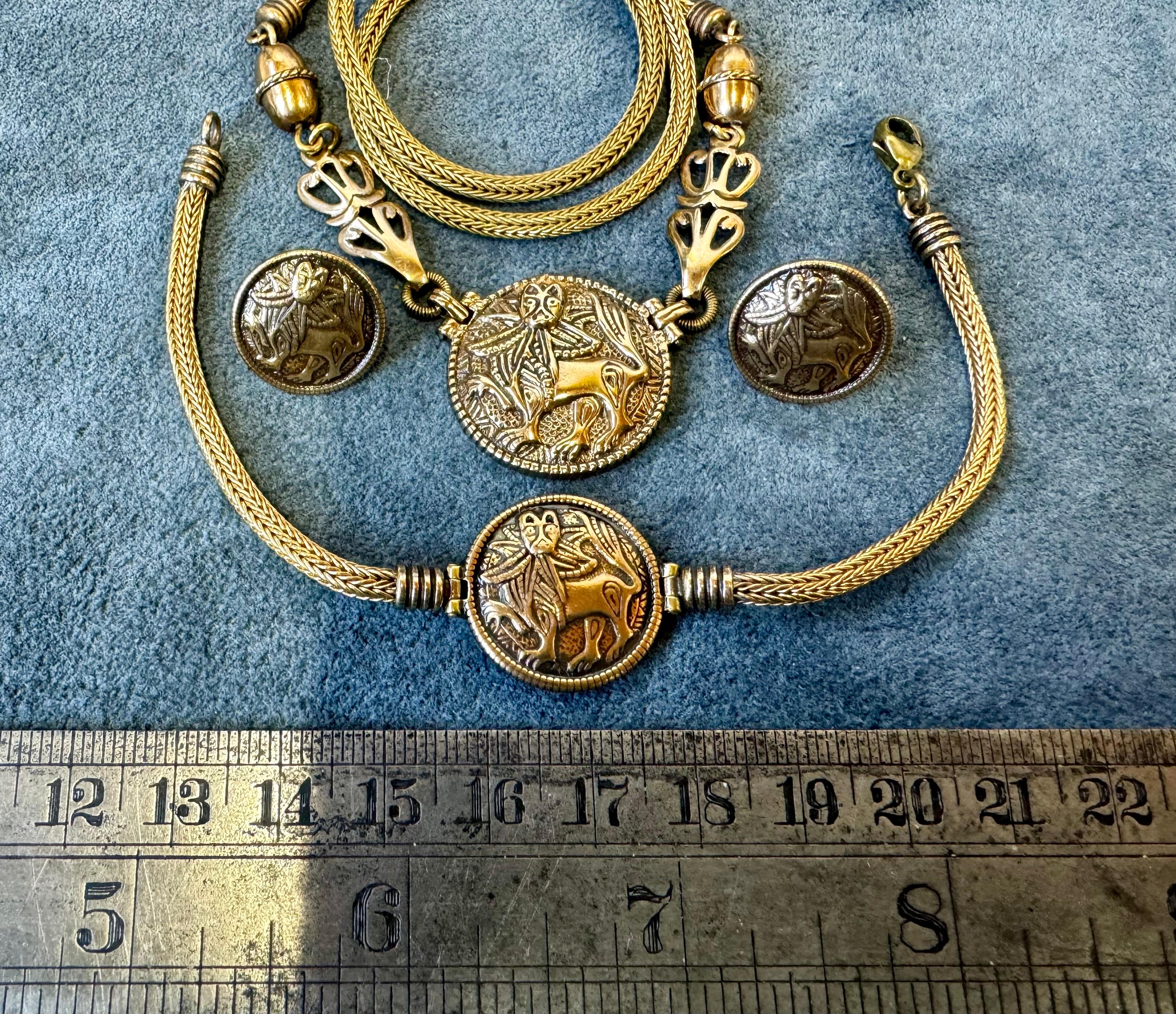 Kalevala Koru Sun Lion Necklace, Bracelet and Earrings. Finland For Sale 2