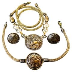 Collier, bracelet et boucles d'oreilles Kalevala Koru Sun Lion. Finlande