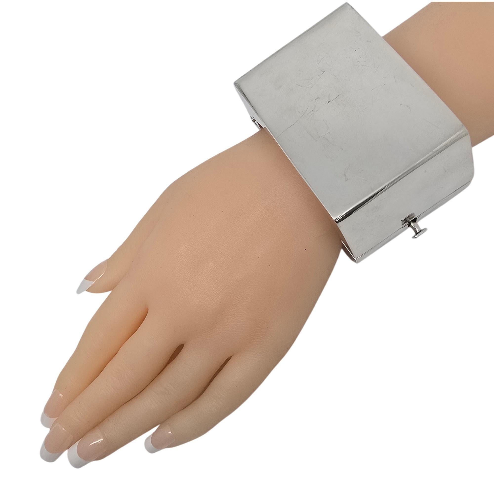 Großes quadratisches Kalibre-Armband mit Scharnier von Harlene Korey aus Sterlingsilber mit Scharnier #19776 4