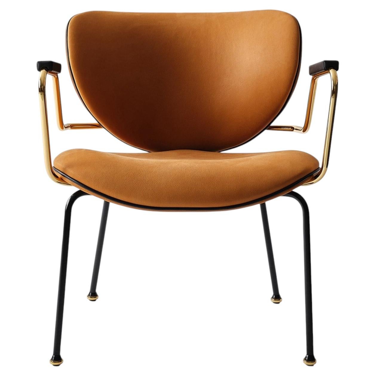 Kalida Brown Leather Lounge Chair For Sale