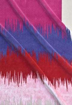 "Kalifornia Pink" Abstract Contemporary Rug in Himalayan Wool and Silk