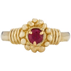 Kalimeris Ring, 18 Karat Yellow Gold with Ruby