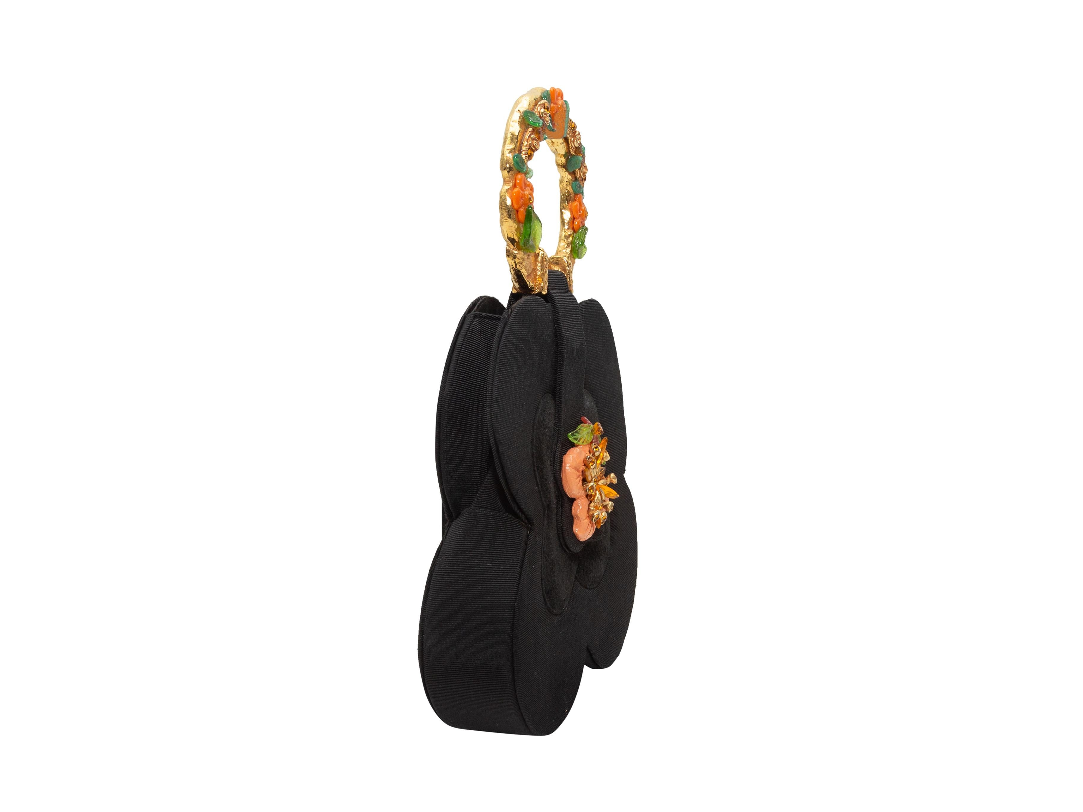 black floral handbag