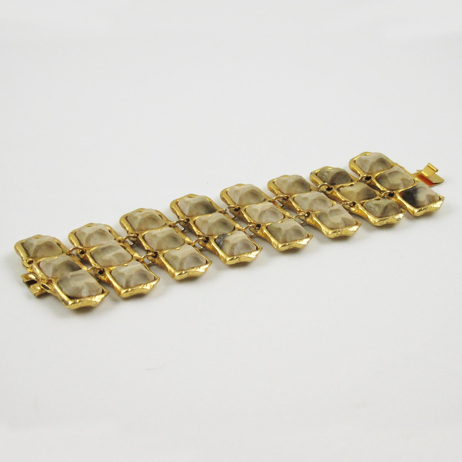 Modernist Kalinger Paris Gilded Bracelet For Sale