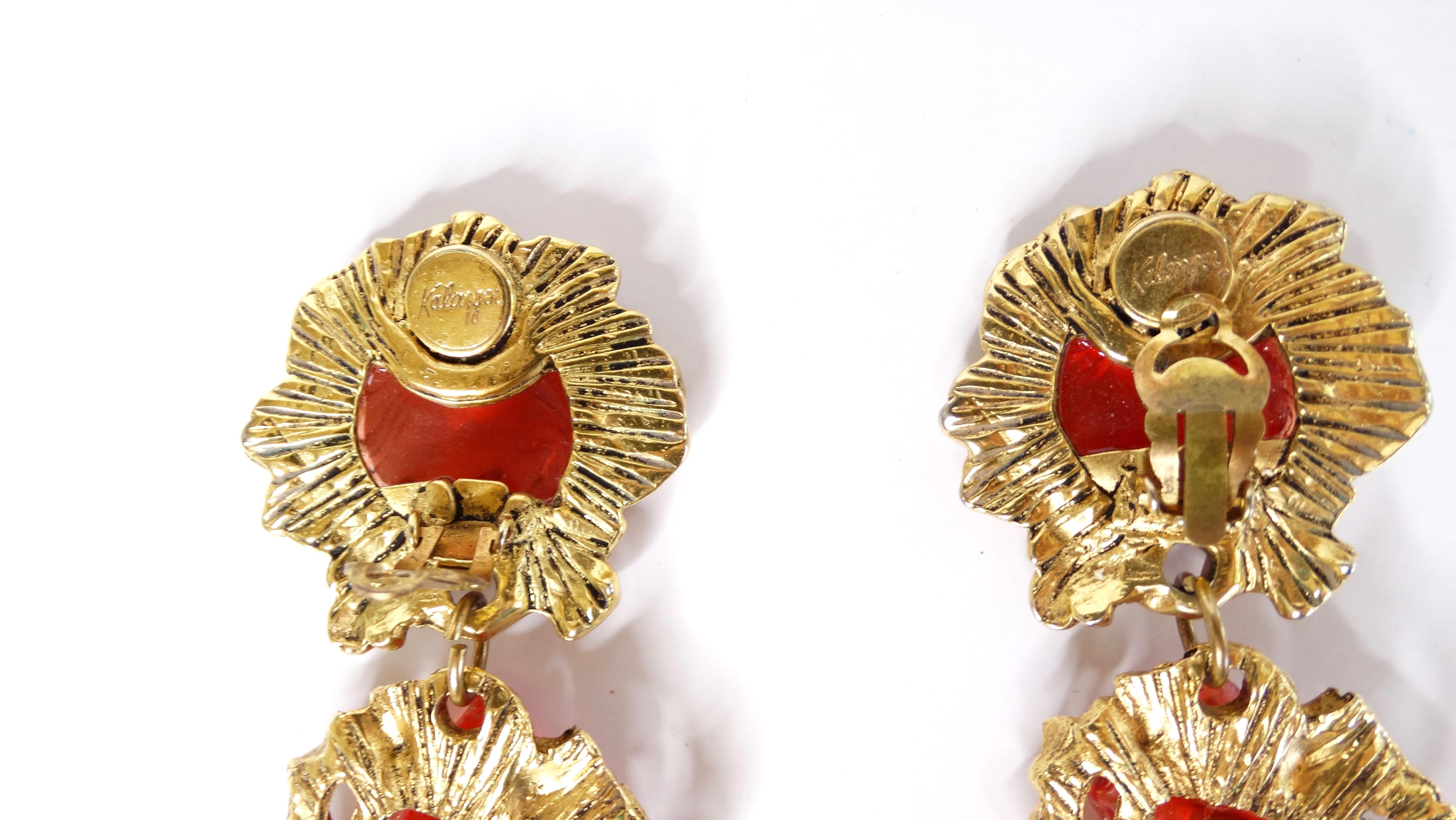 Kalinger Paris 1980s Couture Resin Dangle Earrings In Good Condition In Scottsdale, AZ