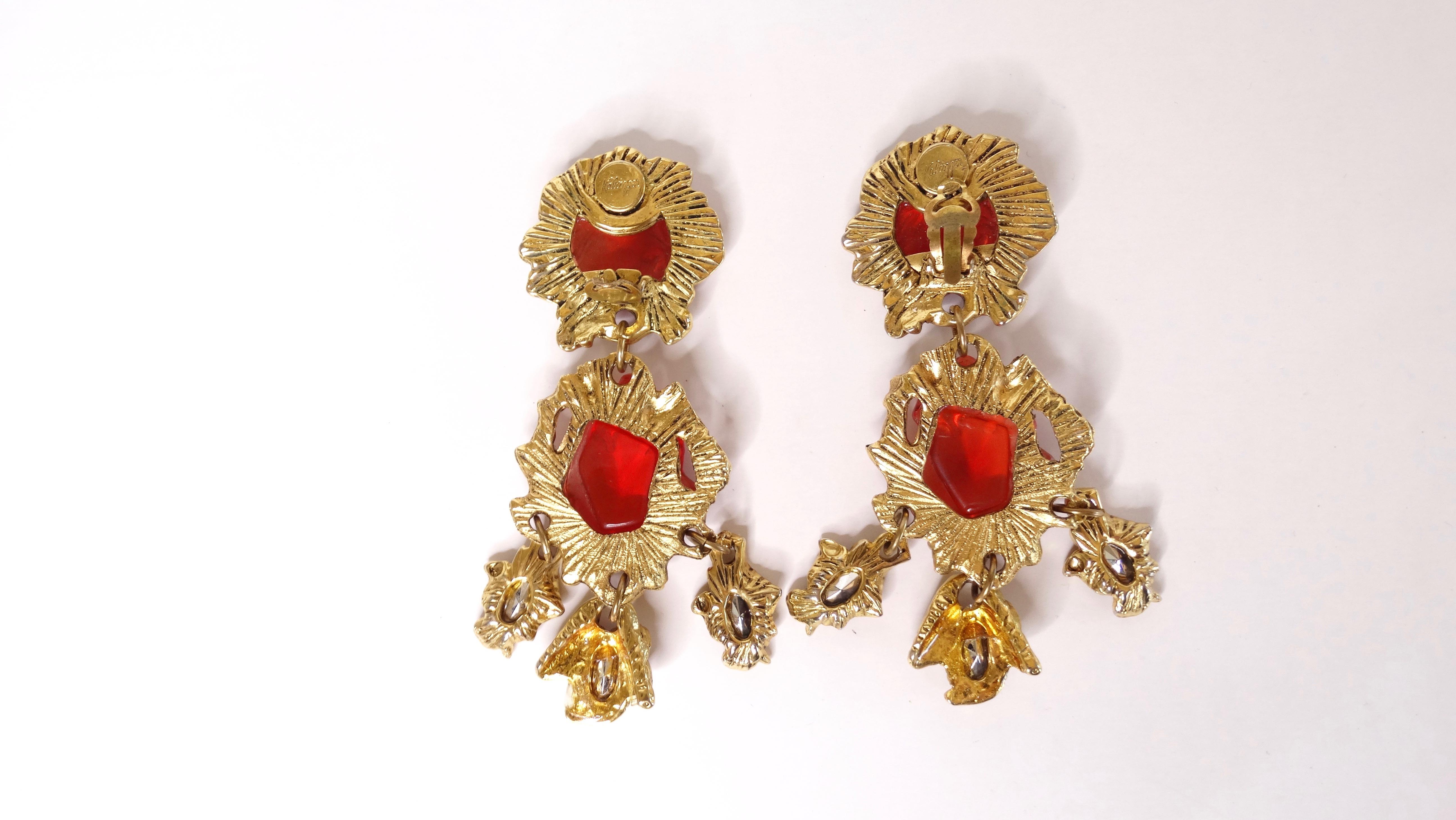 Kalinger Paris 1980s Couture Resin Dangle Earrings 2