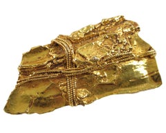 Kalinger Paris Spilla in metallo dorato e resina Pezzo di legno driftwood