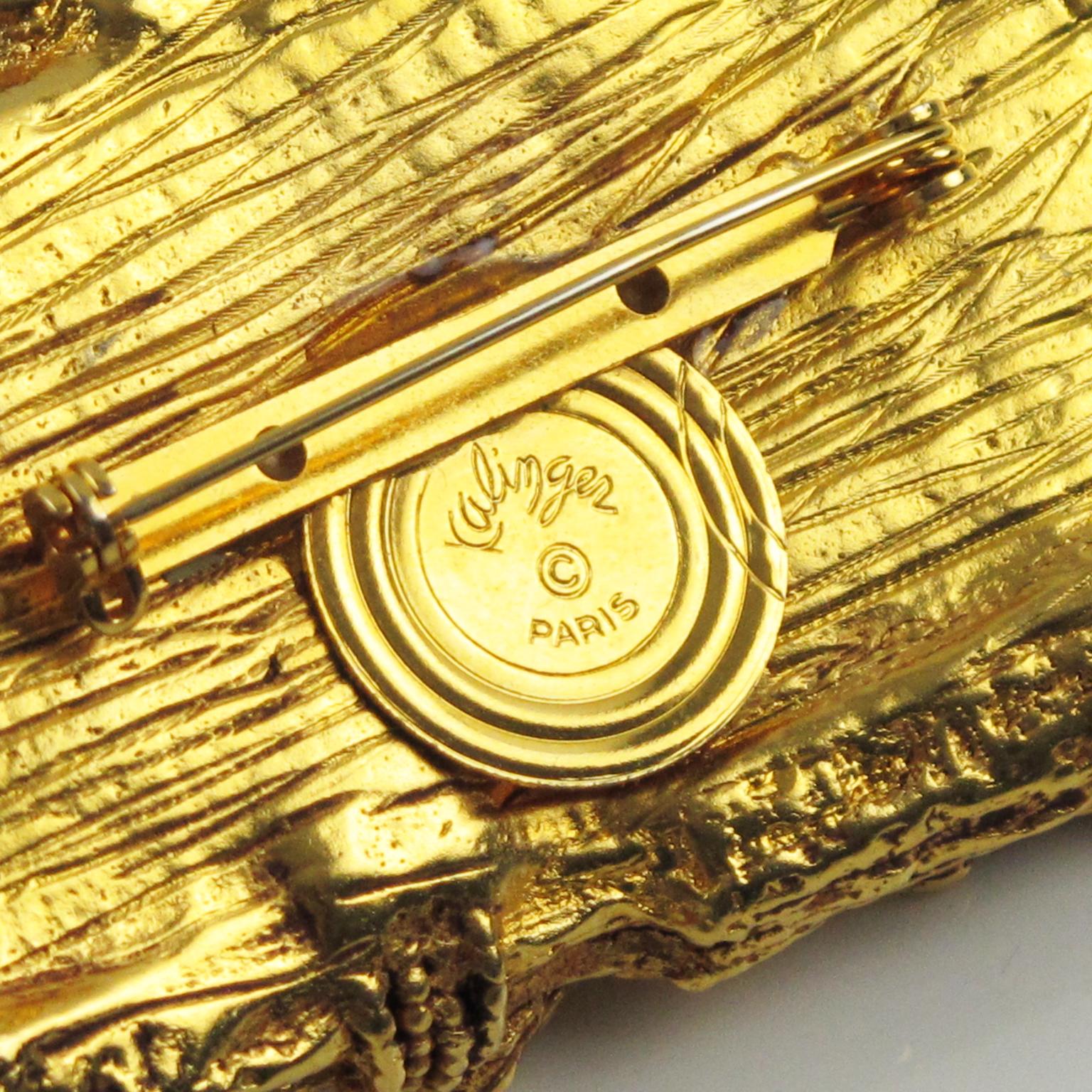 De las mujeres Kalinger Paris Broche de metal dorado y resina Trozo de madera de deriva en venta