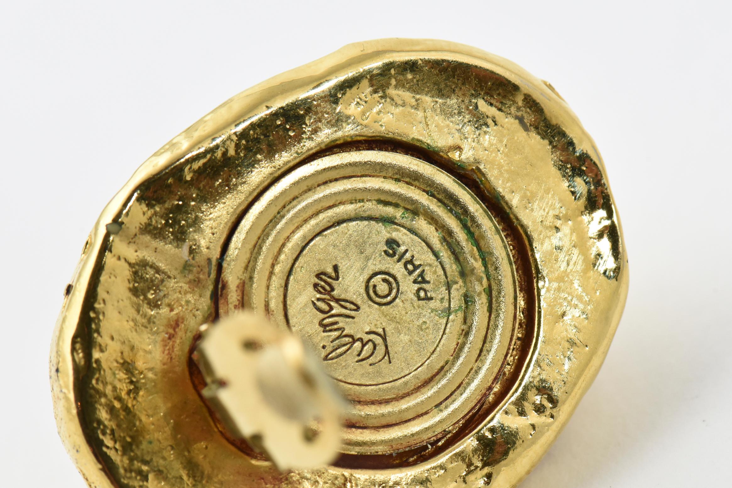 1980er Jahre Kalinger Paris Gold-Kristall-Statement-Ohrringe im Zustand „Gut“ im Angebot in Miami Beach, FL