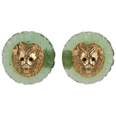 Vintage Kalinger Paris Resin Clip Earrings Lion Head