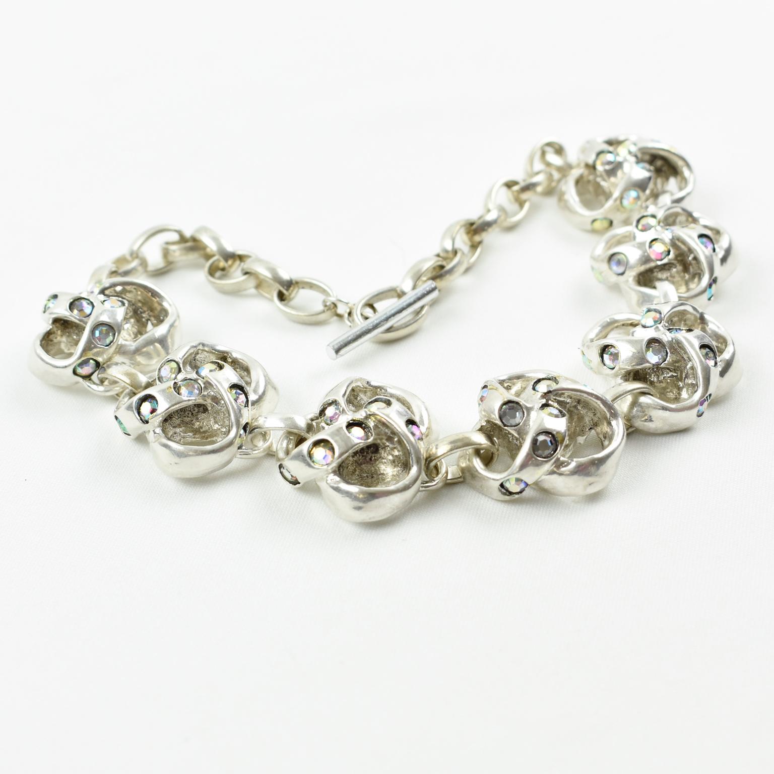 Women's or Men's Kalinger Paris Silver Plate Jeweled Medallion Choker Necklace For Sale