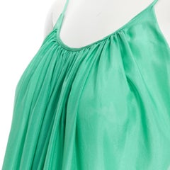 KALITA Brigitte Jade Green silk habotai open dipped back tier pleated dress S