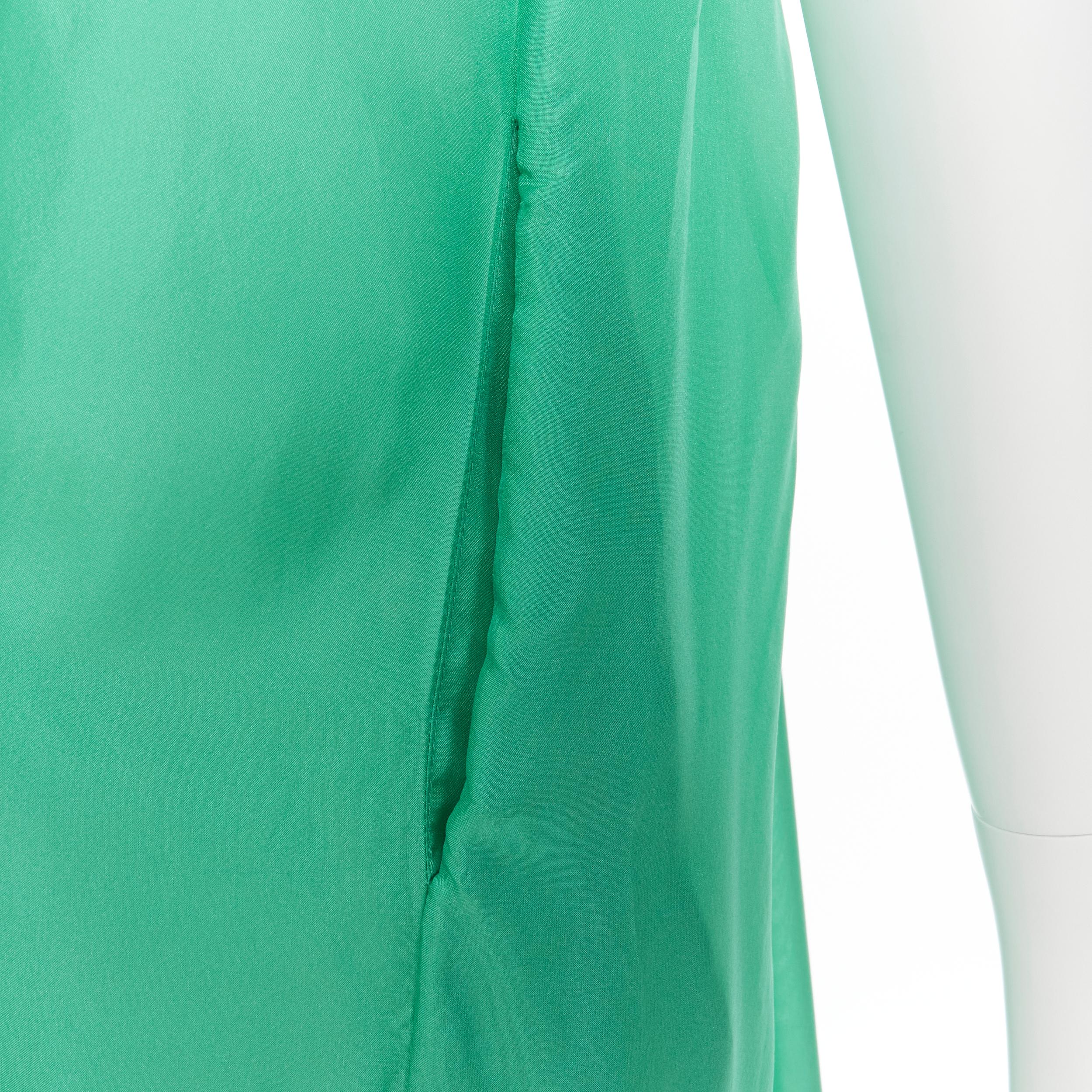 KALITA Brigitte Jade Green silk habotai open dipped back tier pleated dress XXS 3