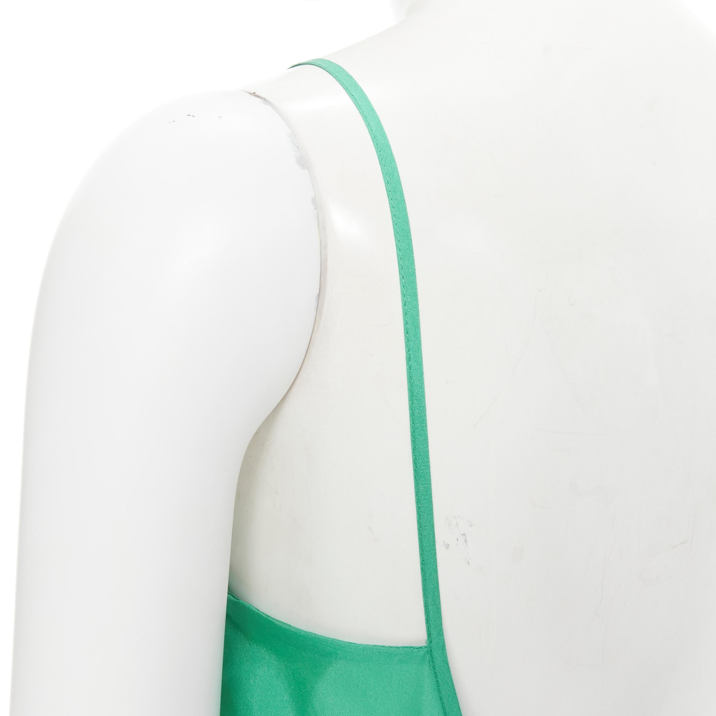 KALITA Brigitte Jade Green silk habotai open dipped back tier pleated dress XXS 1